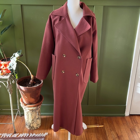 Lassiva Oversized Long Full Length Coat Burnt Orange Brick Red Rust Brown Copper - Picture 5 of 14